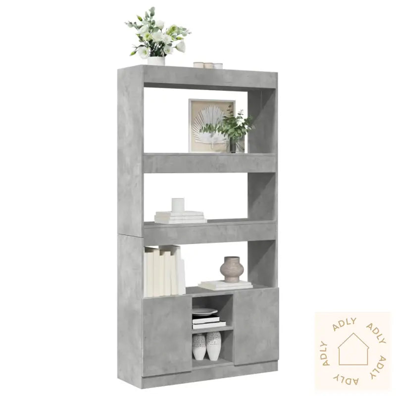 Highboard Betonggrå 92X33X180 Cm Konstruert Tre