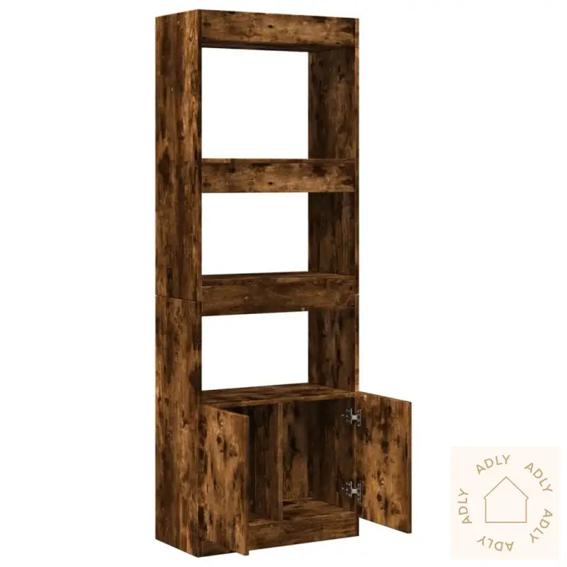 Highboard Røkt Eik 63X33X180 Cm Konstruert Tre