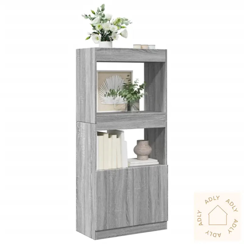 Highboard Grå Sonoma 63X33X140 Cm Konstruert Tre