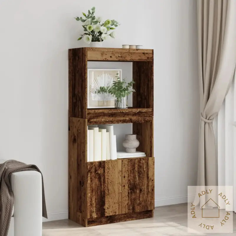 Highboard Gammelt Tre 63X33X140 Cm Konstruert Tre
