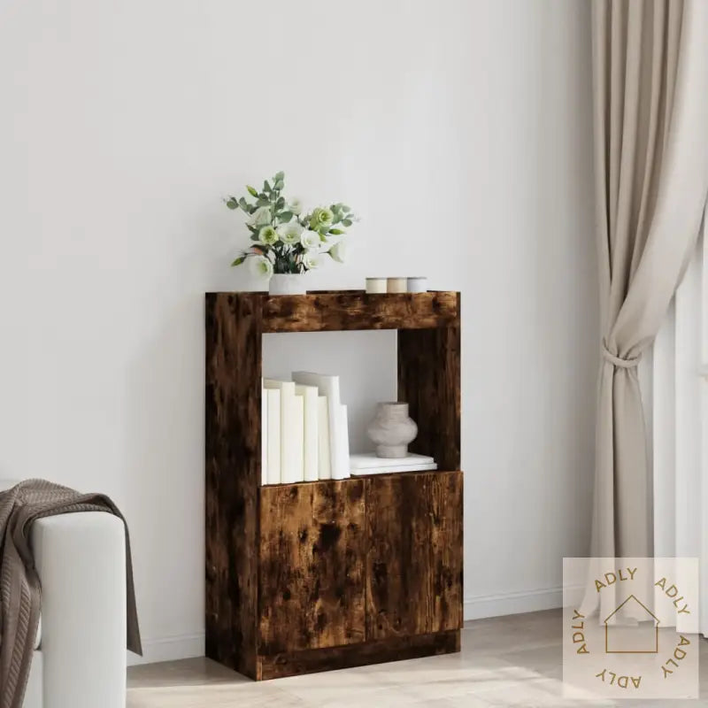 Highboard Røkt Eik 63X33X100 Cm Konstruert Tre