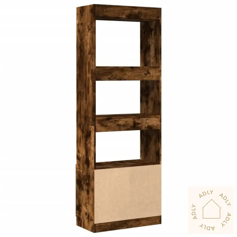 Highboard Røkt Eik 63X33X180 Cm Konstruert Tre