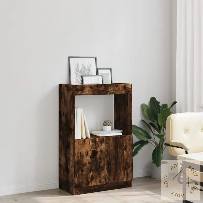 Highboard Røkt Eik 63X33X100 Cm Konstruert Tre