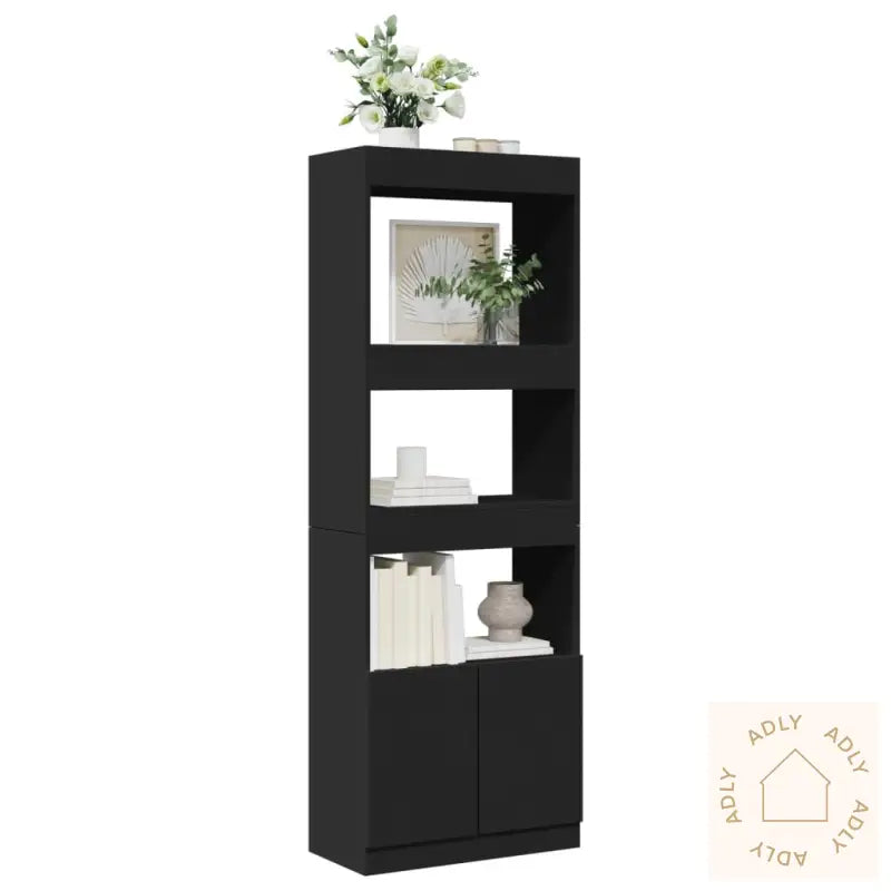 Highboard Svart 63X33X180 Cm Konstruert Tre