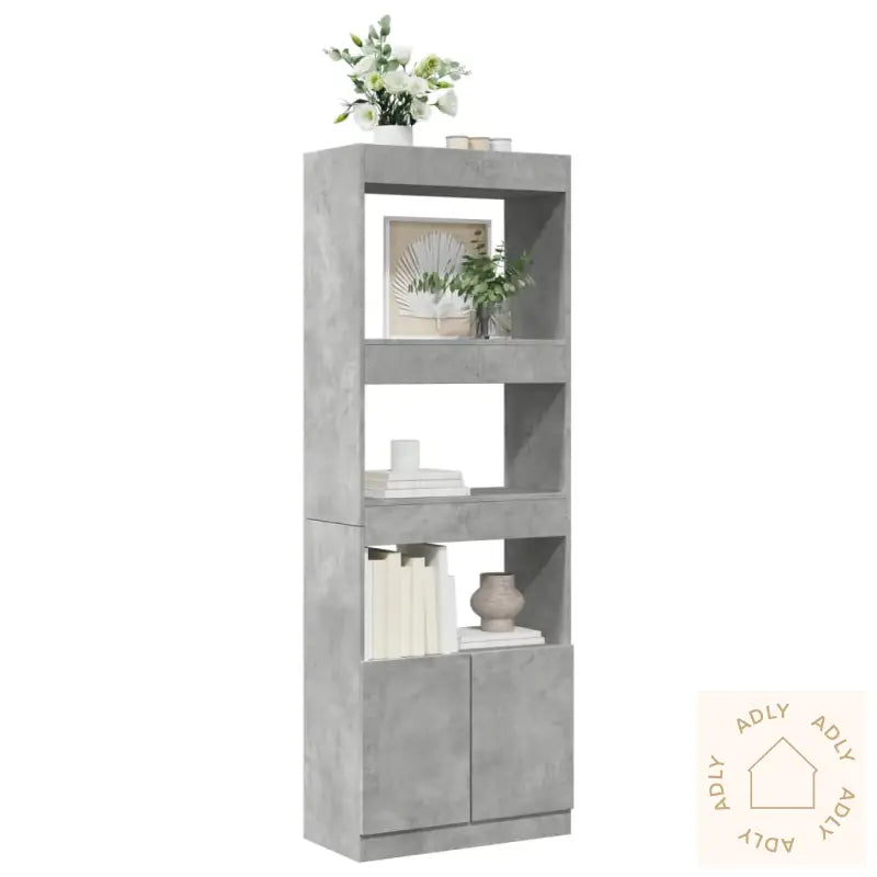 Highboard Betonggrå 63X33X180 Cm Konstruert Tre