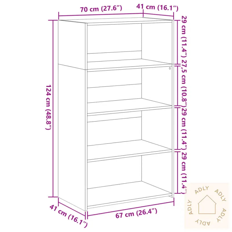 Hylle Brun Eik 70X41X124 Cm Konstruert Tre