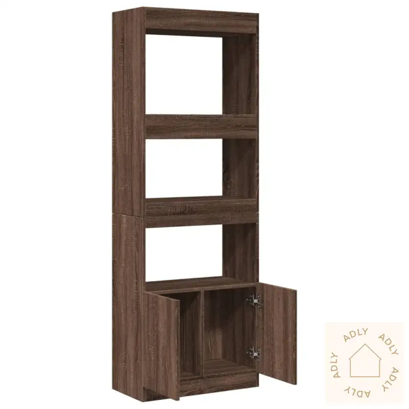 Highboard Brun Eik 63X33X180 Cm Konstruert Tre