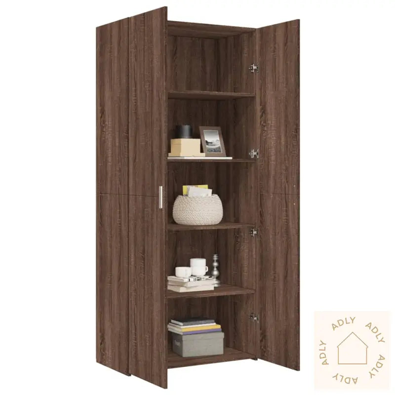 Highboard Brun Eik 80X42,5X185 Cm Konstruert Tre