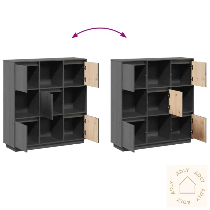 Highboard Grå 110,5X35X117 Cm Heltre Furu