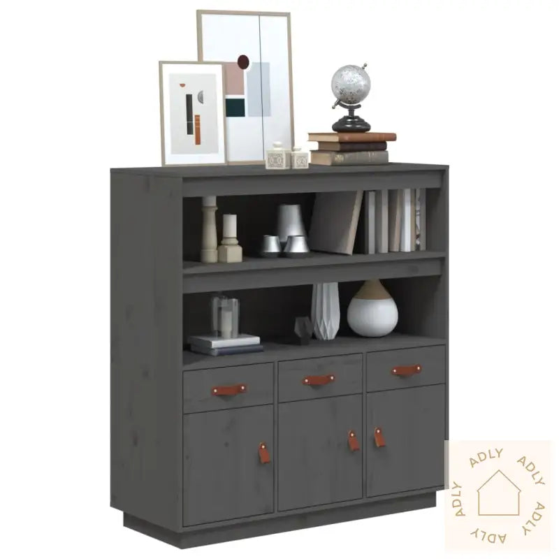 Highboard Grå 100X40X108,5 Cm Heltre Furu