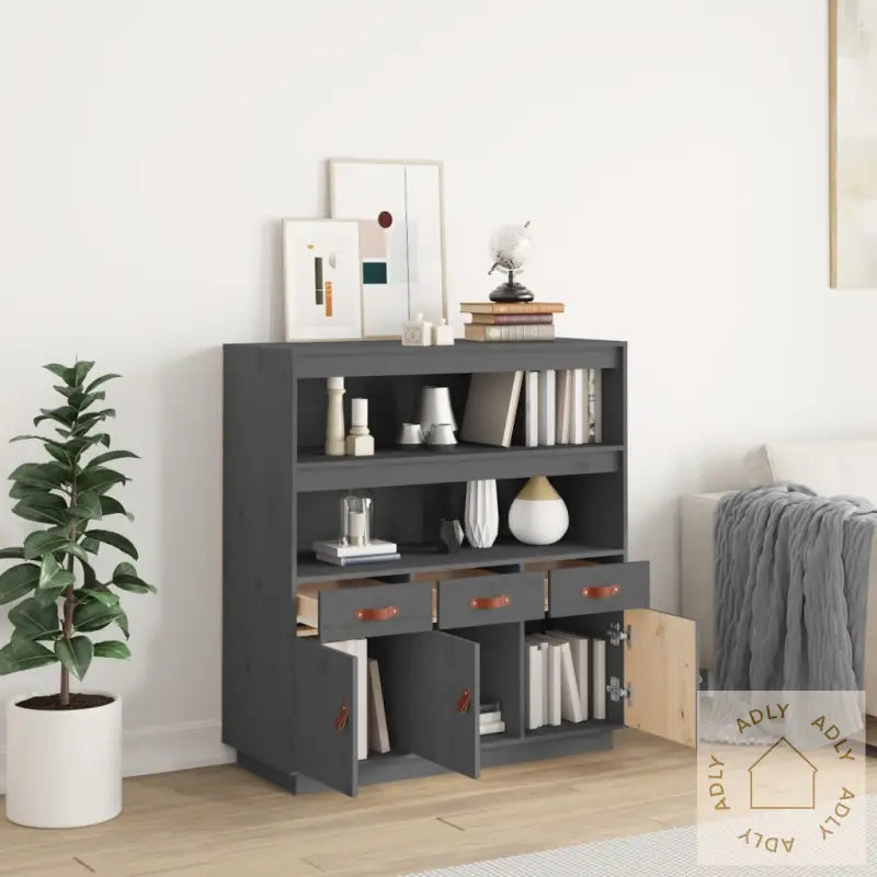 Highboard Grå 100X40X108,5 Cm Heltre Furu
