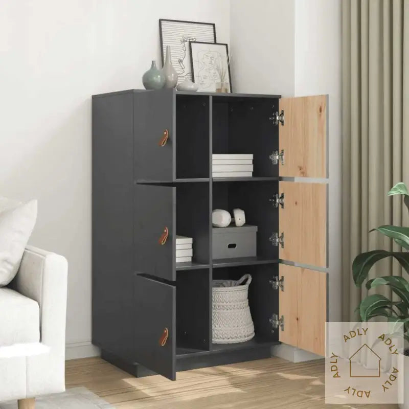 Highboard Grå 67X40X108,5 Cm Heltre Furu