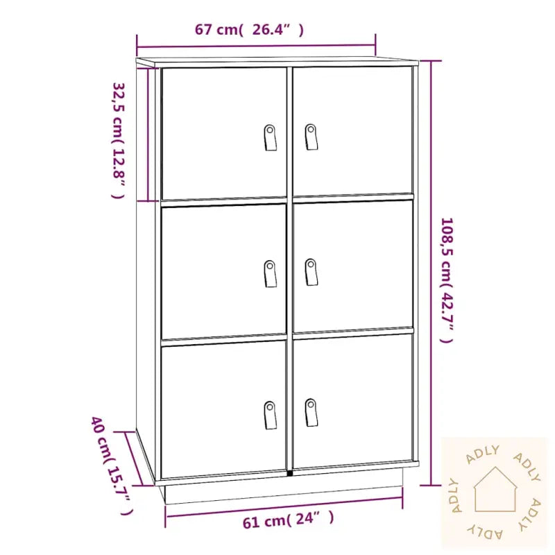 Highboard Honningbrun 67X40X108,5 Cm Heltre Furu