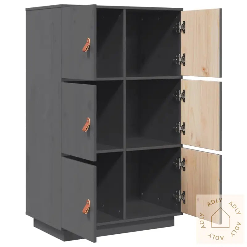 Highboard Grå 67X40X108,5 Cm Heltre Furu