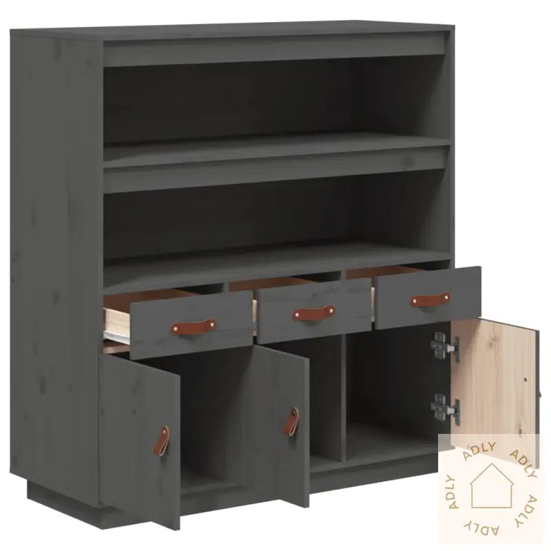 Highboard Grå 100X40X108,5 Cm Heltre Furu