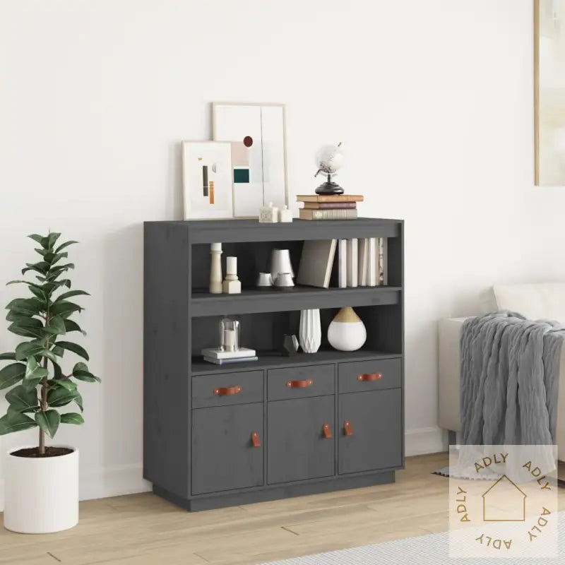 Highboard Grå 100X40X108,5 Cm Heltre Furu
