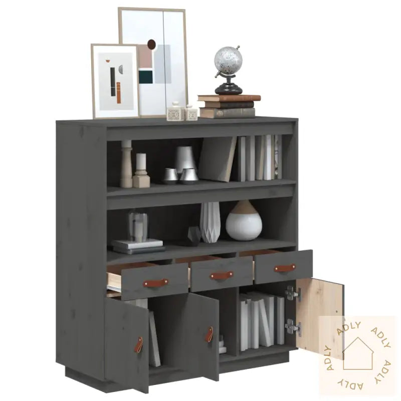 Highboard Grå 100X40X108,5 Cm Heltre Furu