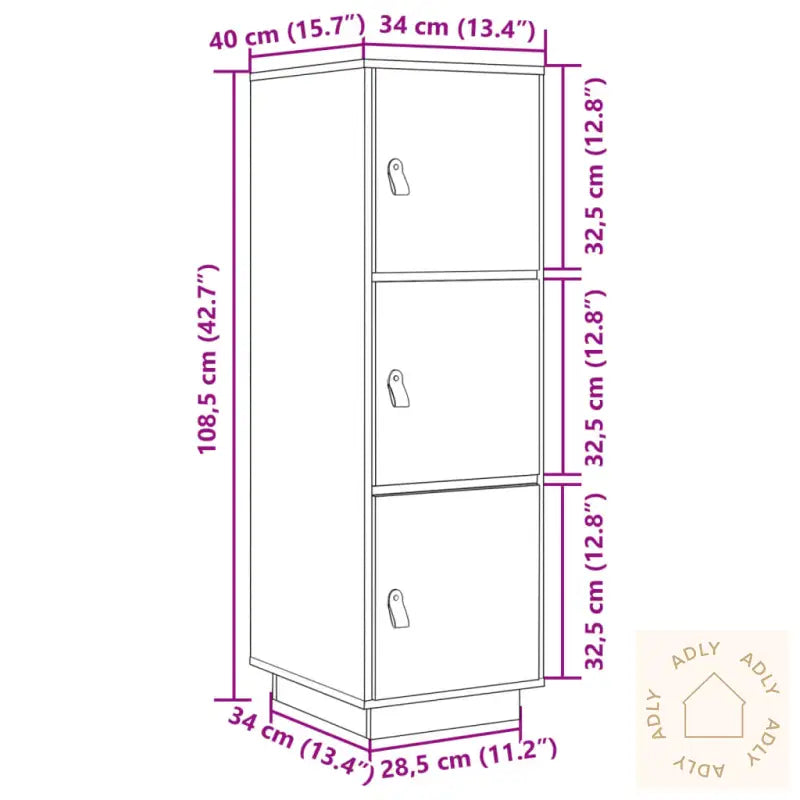 Highboard Hvit 34X40X108,5 Cm Heltre Furu