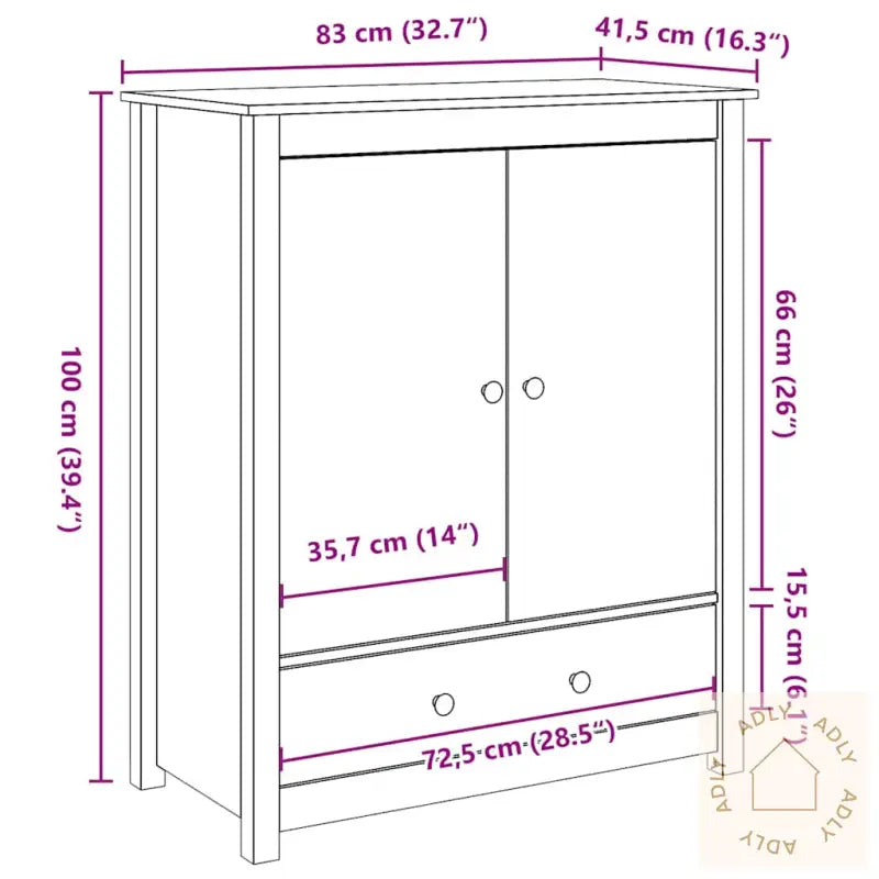 Highboard Hvit 83X41,5X100 Cm Heltre Furu