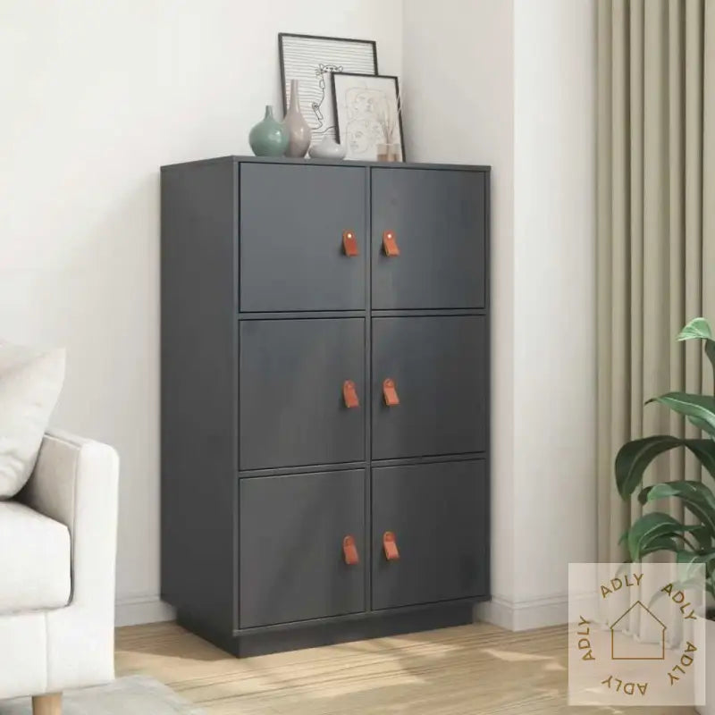 Highboard Grå 67X40X108,5 Cm Heltre Furu