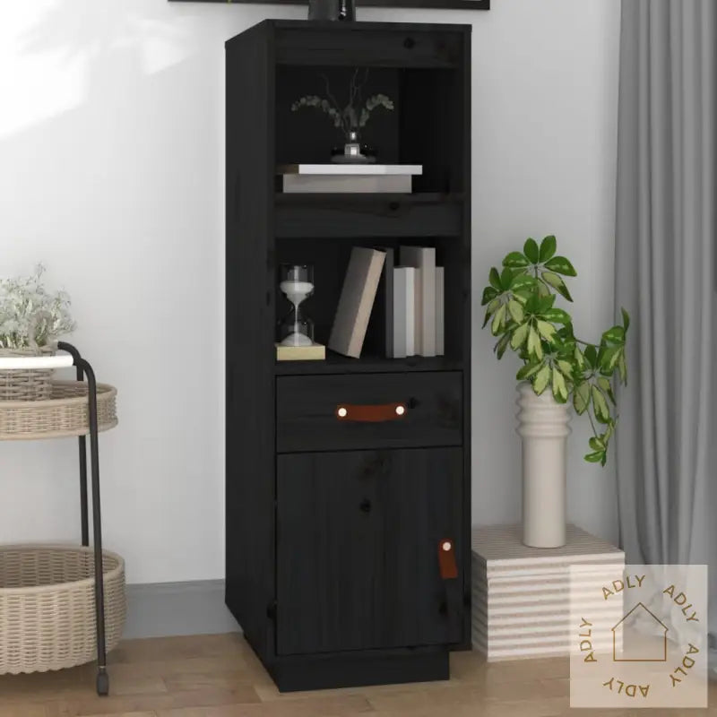 Highboard Svart 34X40X108,5 Cm Heltre Furu