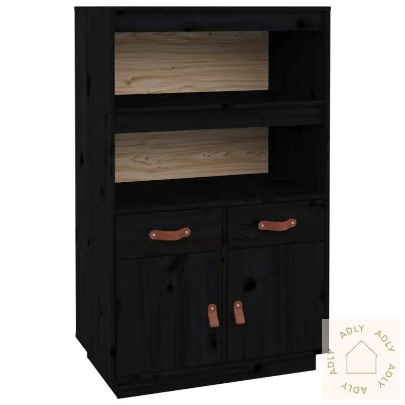 Highboard Svart 67X40X108,5 Cm Heltre Furu