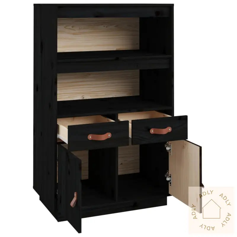 Highboard Svart 67X40X108,5 Cm Heltre Furu