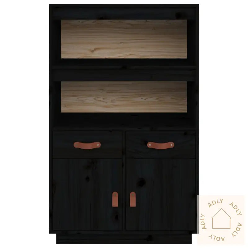 Highboard Svart 67X40X108,5 Cm Heltre Furu