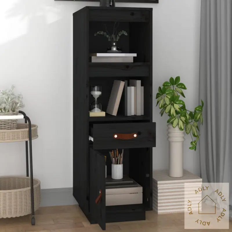 Highboard Svart 34X40X108,5 Cm Heltre Furu