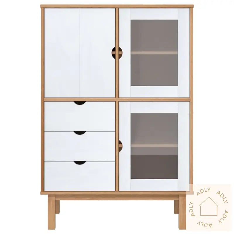 Highboard Otta Brun Og Hvit 85X43X125 Cm Heltre Furu