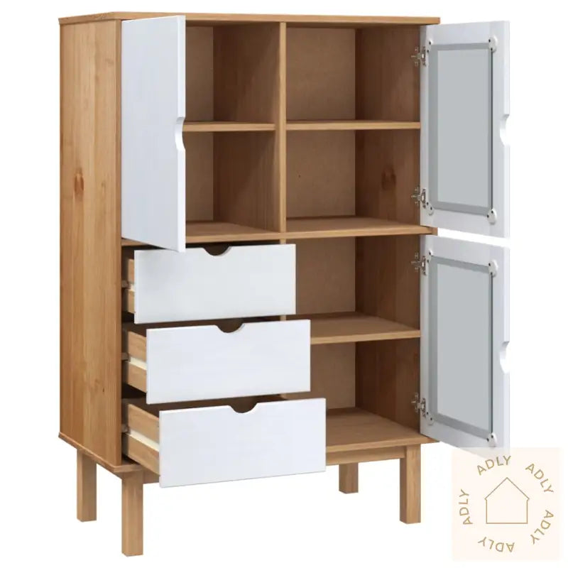 Highboard Otta Brun Og Hvit 85X43X125 Cm Heltre Furu