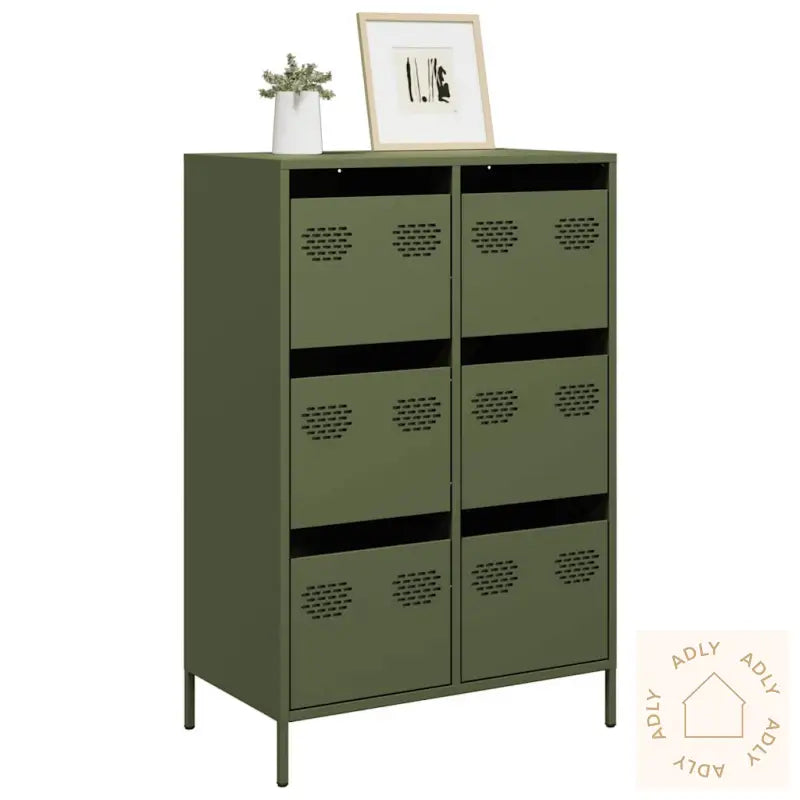 Highboard Olivengrønn 68X39X101,5 Cm Stål