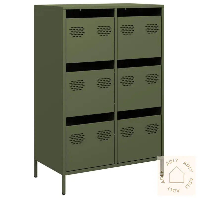Highboard Olivengrønn 68X39X101,5 Cm Stål