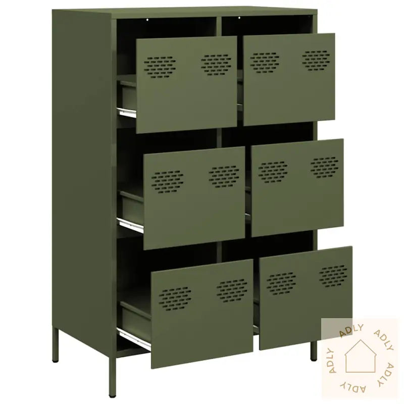 Highboard Olivengrønn 68X39X101,5 Cm Stål