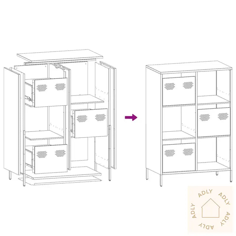 Highboard Sennepsgul 68X39X103,5 Cm Stål