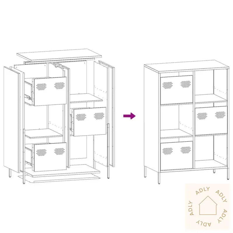 Highboard Olivengrønn 68X39X103,5 Cm Stål