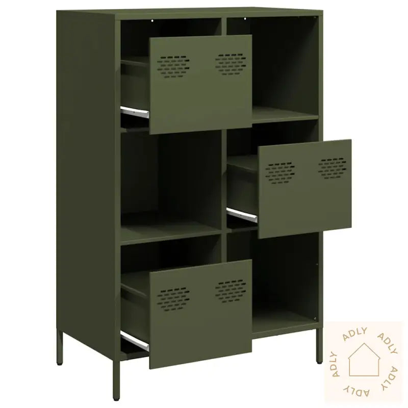 Highboard Olivengrønn 68X39X103,5 Cm Stål
