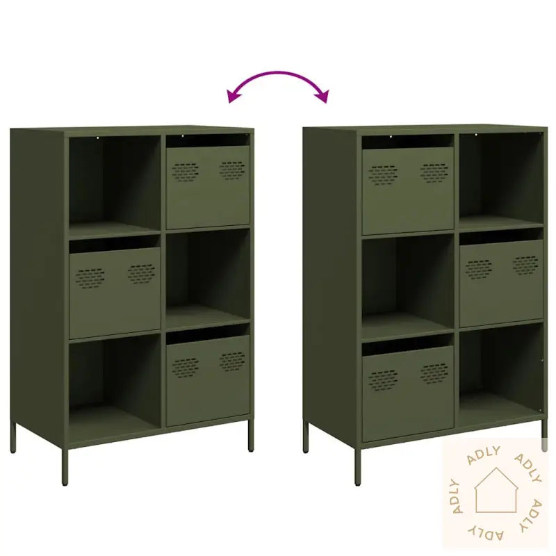 Highboard Olivengrønn 68X39X103,5 Cm Stål