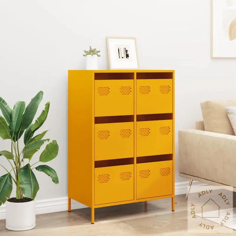 Highboard Sennepsgul 68X39X101,5 Cm Stål