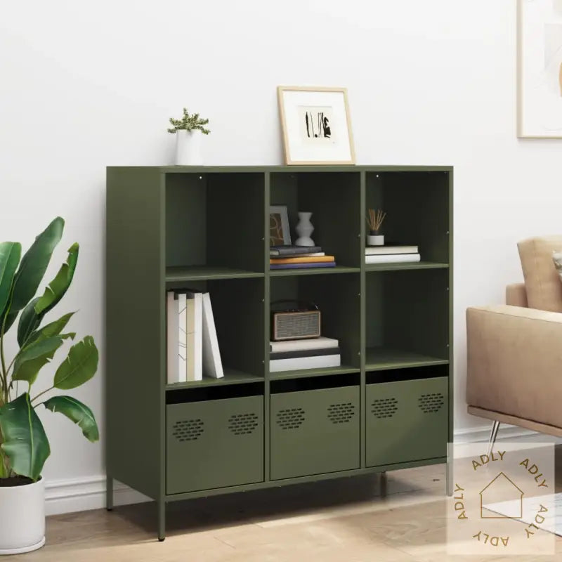 Highboard Olivengrønn 101,5X39X103,5 Cm Stål