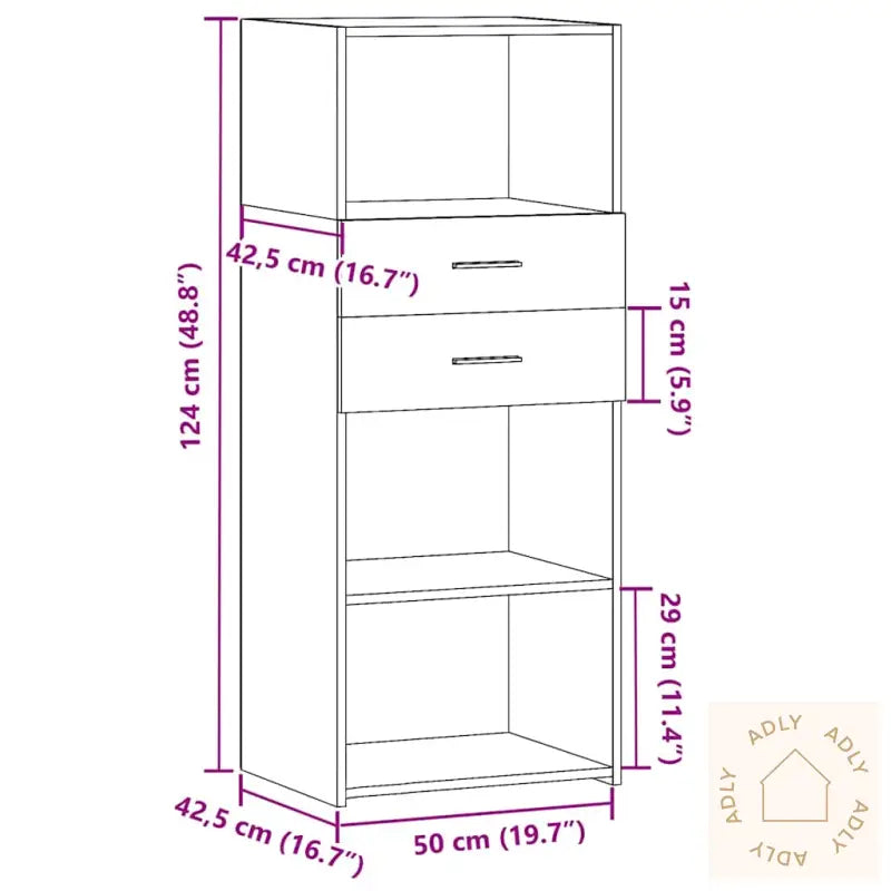 Hylle Sonoma Eik 50X42,5X124 Cm Konstruert Tre