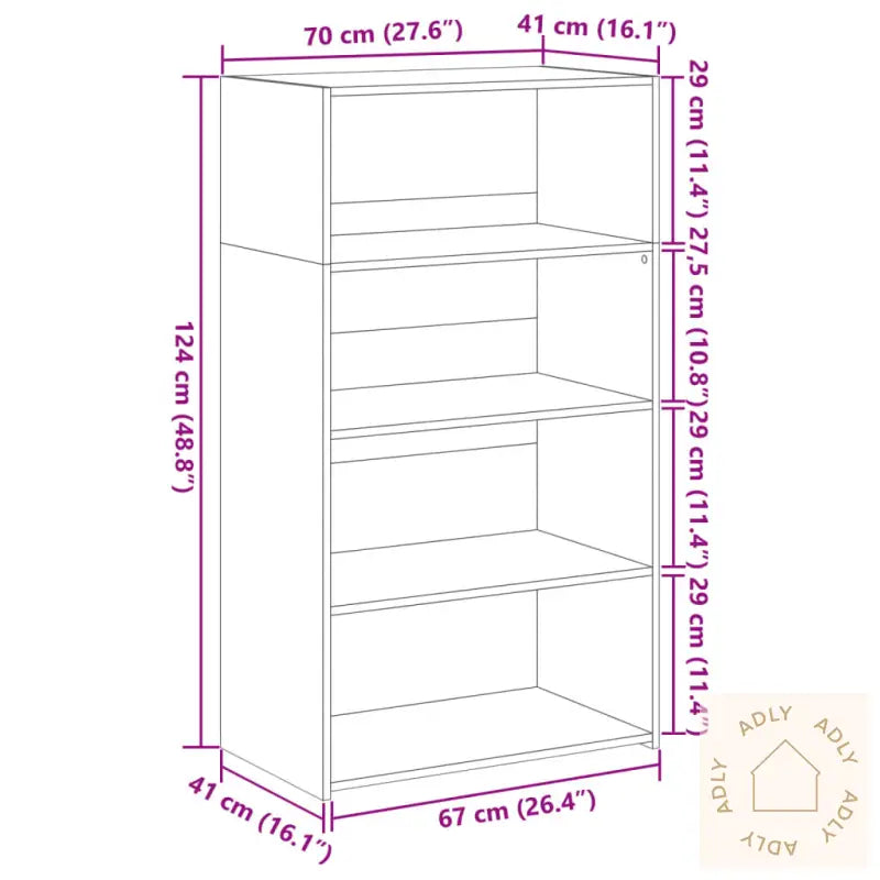 Hylle Sonoma Eik 70X41X124 Cm Konstruert Tre