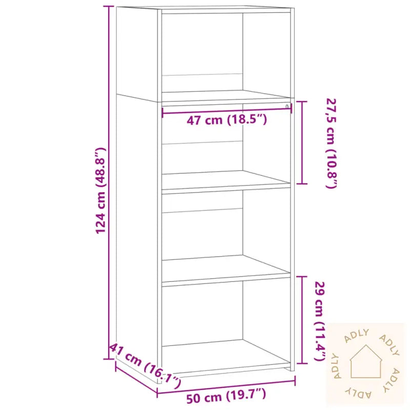 Hylle Svart 50X41X124 Cm Konstruert Tre