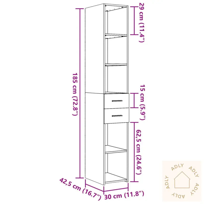 Hylle Svart 30X42,5X185 Cm Konstruert Tre