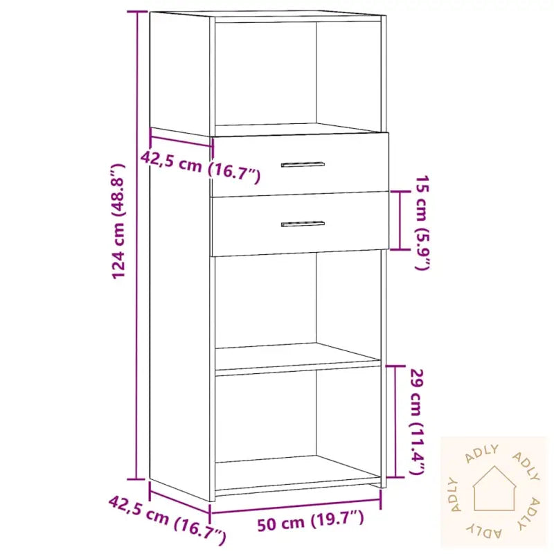 Hylle Grå Sonoma 50X42,5X124 Cm Konstruert Tre