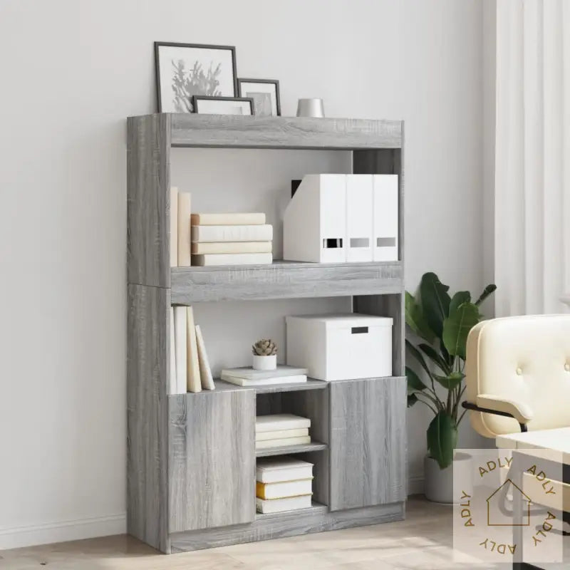 Highboard Grå Sonoma 92X33X140 Cm Konstruert Tre