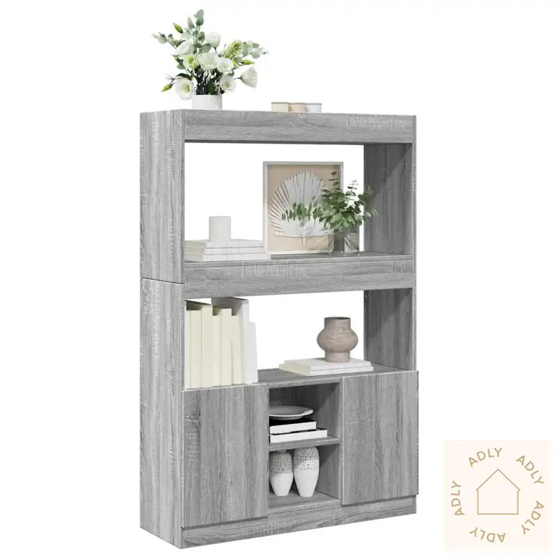 Highboard Grå Sonoma 92X33X140 Cm Konstruert Tre