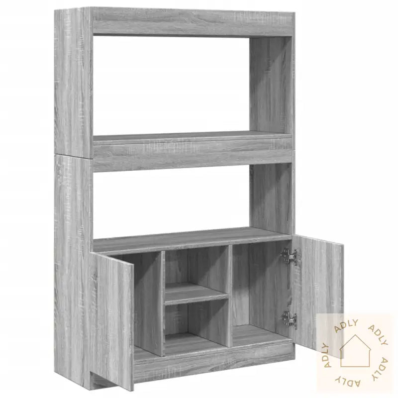 Highboard Grå Sonoma 92X33X140 Cm Konstruert Tre