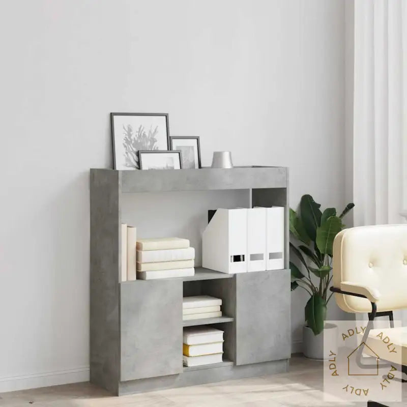 Highboard Betonggrå 92X33X100 Cm Konstruert Tre