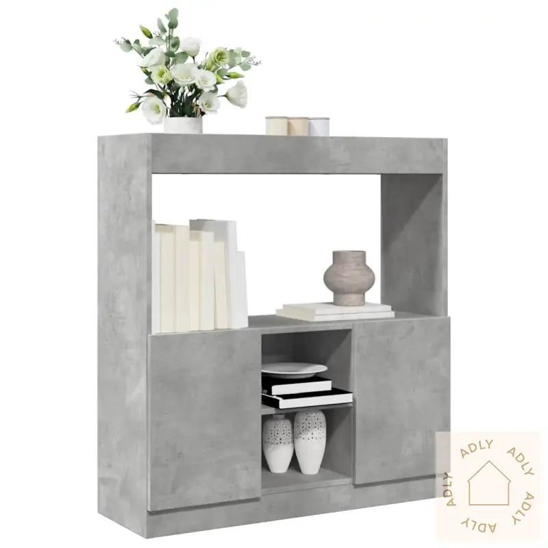 Highboard Betonggrå 92X33X100 Cm Konstruert Tre